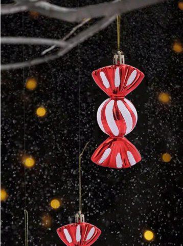 Decoratiune Craciun, Bomboana, Rosu si Alb,  2 buc [1]