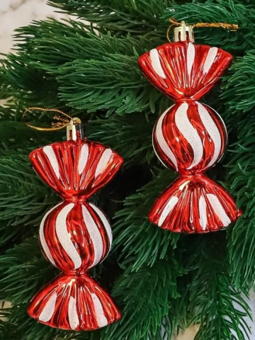 Decoratiune Craciun, Bomboana, Rosu si Alb,  2 buc [2]