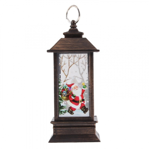 Articole Craciun - Decoratiune Craciun, Felinar cu Led, Mos Craciun, Maro, 5.3 x 12.5 cm