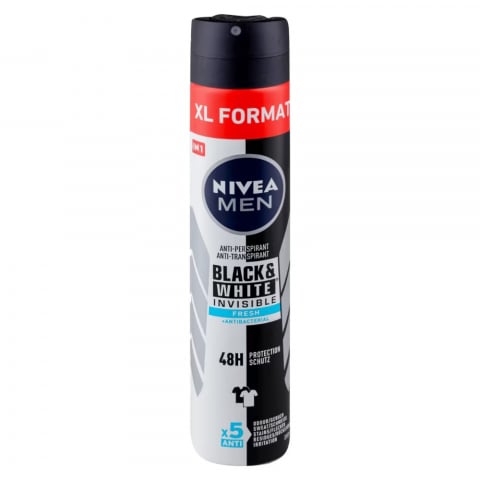 Deodorant Barbati - Deodorant Barbati, Nivea Men, Black & White, Invisible, Fresh + Antibacterial, Spray, 200 ml