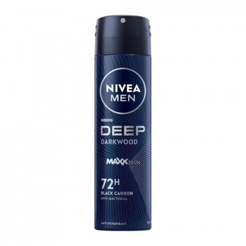 Deodorante si Antiperspirante - Deodorant Barbati, Nivea Men, Deep, Black Carbon Darkwood, Spray, 150 ml