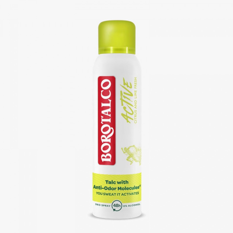 Deodorant Unisex - Deodorant, Borotalco, Deo Active, Citrus & Lime Fresh, Spray, 150 ml
