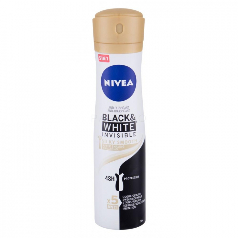 Deodorante si Antiperspirante - Deodorant Dama, Nivea, Deo Women, Black & White, Invisible Silky Smooth, Spray, 200 ml