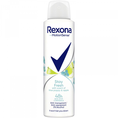 Deodorant Dama - Deodorant Dama, Rexona Women, Stay Fresh, Blue Poppy & Apple, Deo Spray, 150 ml