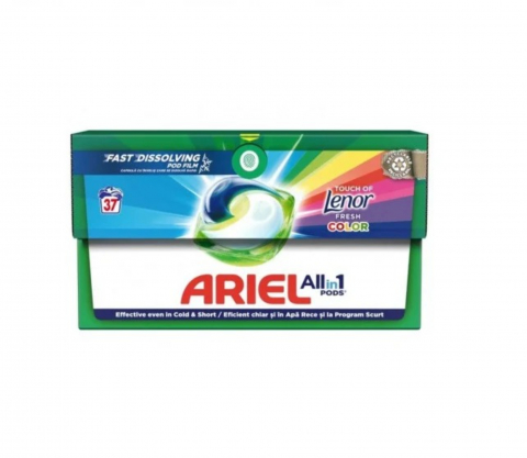 Detergent Rufe - Detergent Capsule, Ariel Color, Touch Of Lenor, Eco Box, 37 buc