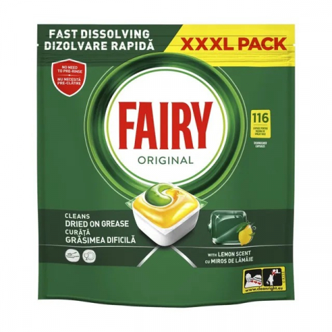 Capsule si Tablete pentru Masina de Spalat Vase - Detergent Capsule pentru Masina de Spalat Vase, Fairy, Original, Lemon, 116 buc