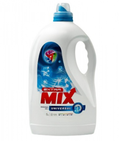 Detergent Rufe - Detergent Lichid Gel, Extra Mix, Universal, Concentrat, 125 Spalari, 5 L