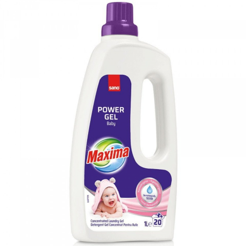 Detergent Rufe - Detergent Lichid Gel, Sano Maxima, Power Gel, Baby, 20 Spalari, 1 L