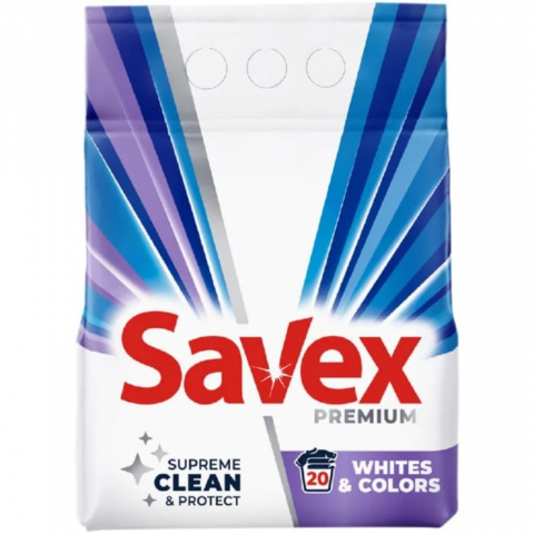 Detergent Rufe - Detergent Pudra, Savex, Whites & Colors, 80 Spalari, 6.64 Kg