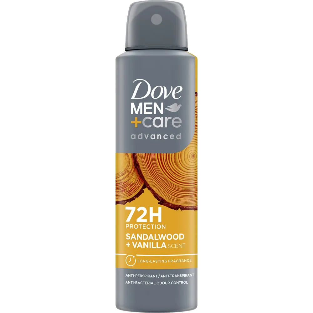 Deodorant Spray - DOVE ANTIPERSPIRANT DEO 150ML MEN ADVANCED CARE SANDALWOOD VANILLA