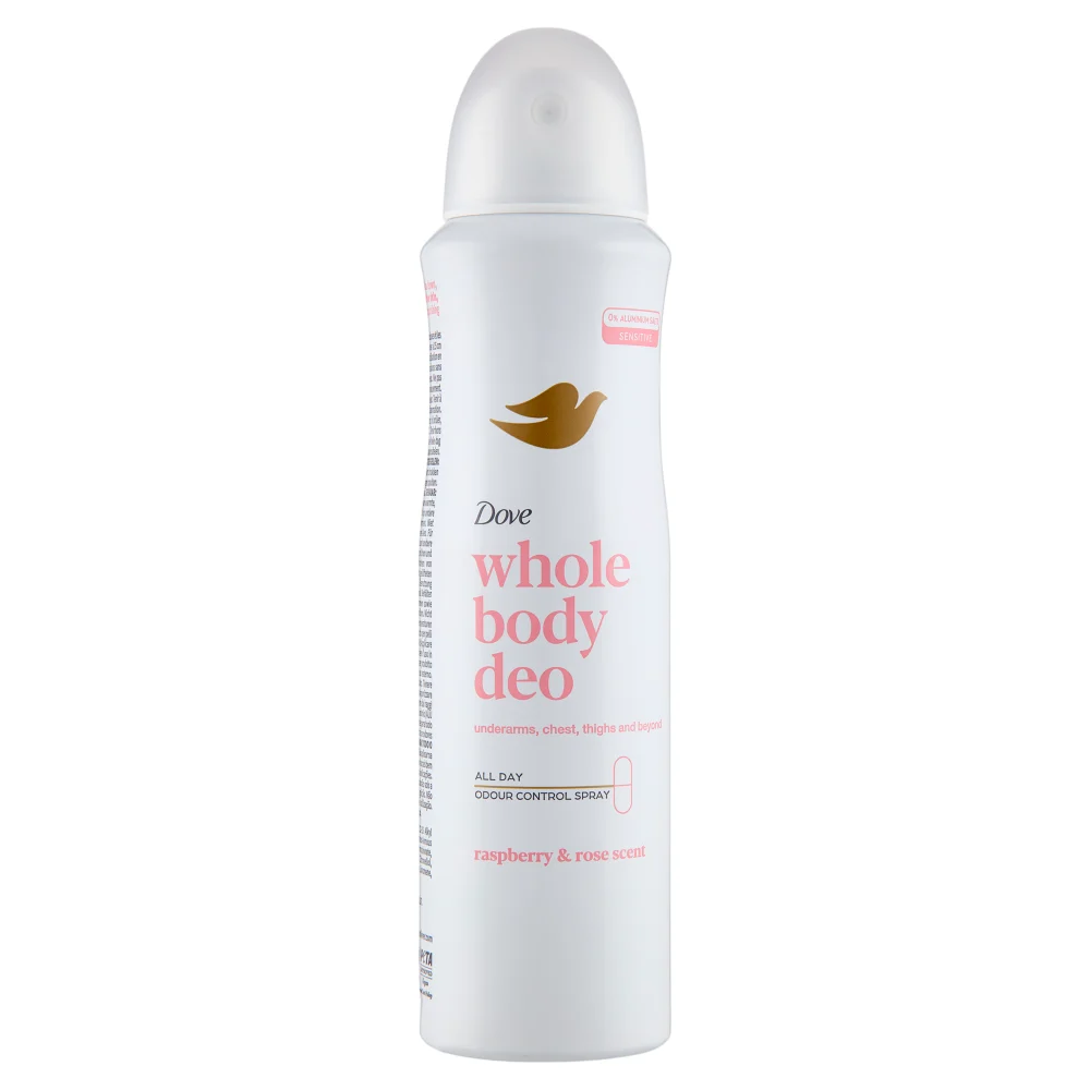 Deodorant Spray - DOVE ANTIPERSPIRANT SPRAY WHOLE BODY 150ML RASPBERRY & ROSE SCENT