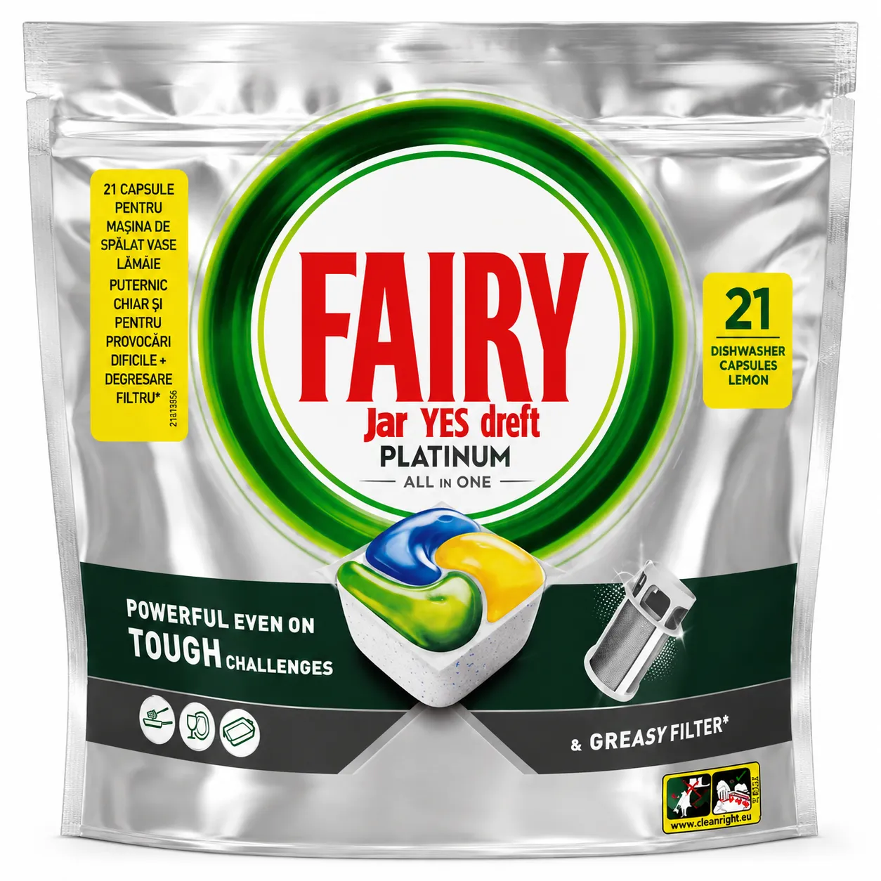 Capsule si Tablete pentru Masina de Spalat Vase - FAIRY DETERGENT VASE CAPSULE 21BUC PLATINUM ALL IN ONE LEMON