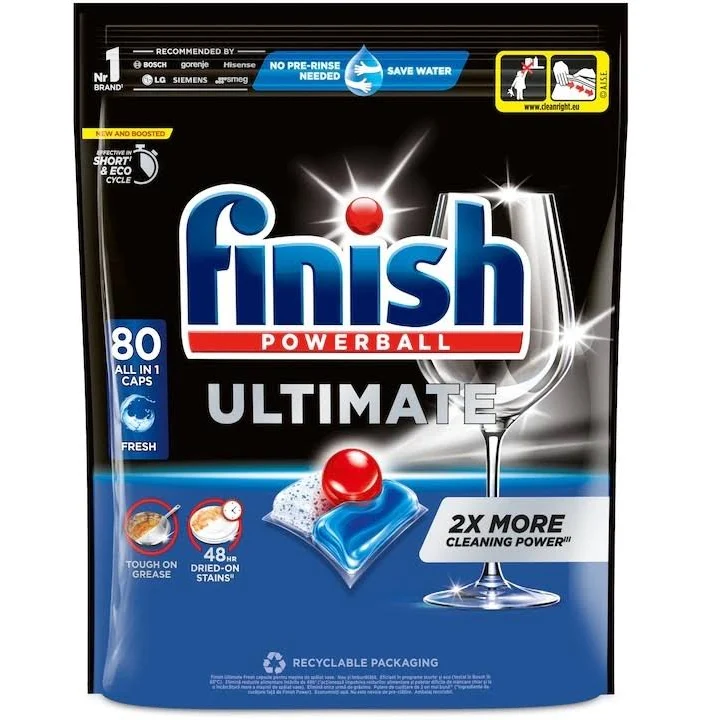 Capsule si Tablete pentru Masina de Spalat Vase - FINISH DETERGENT VASE CAPSULE 80BUC POWERBALL ULTIMATE