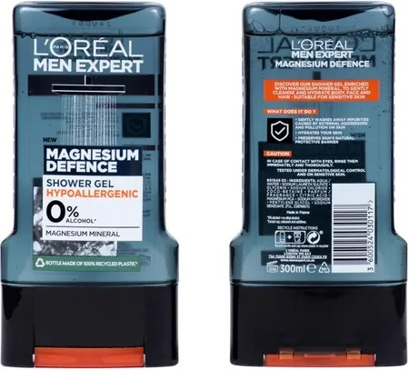 Gel de Dus, L'Oreal Men Expert, Magnesium Defence, 0% Alcohol, 300 ml [2]