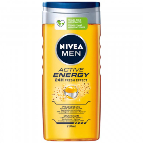 Gel de Dus pentru Barbati - Gel de Dus, Nivea Men, Active Energy, 24h Fresh Effect, 250 ml