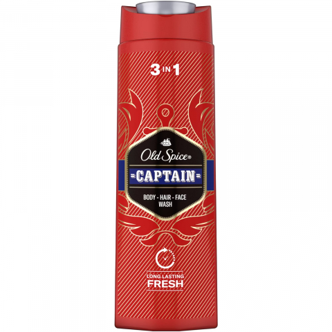 Gel de Dus pentru Barbati - Gel de Dus, 3 in 1, Old Spice, Captain, 400 ml