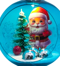 Glob Albastru de Craciun cu Led, Peisaj de Iarna [2]