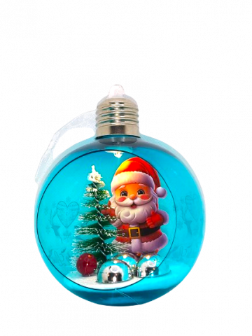 Articole Craciun - Glob Albastru de Craciun cu Led, Peisaj de Iarna