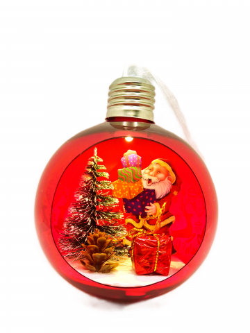 Glob Rosu de Craciun cu Led, Peisaj de Iarna [0]