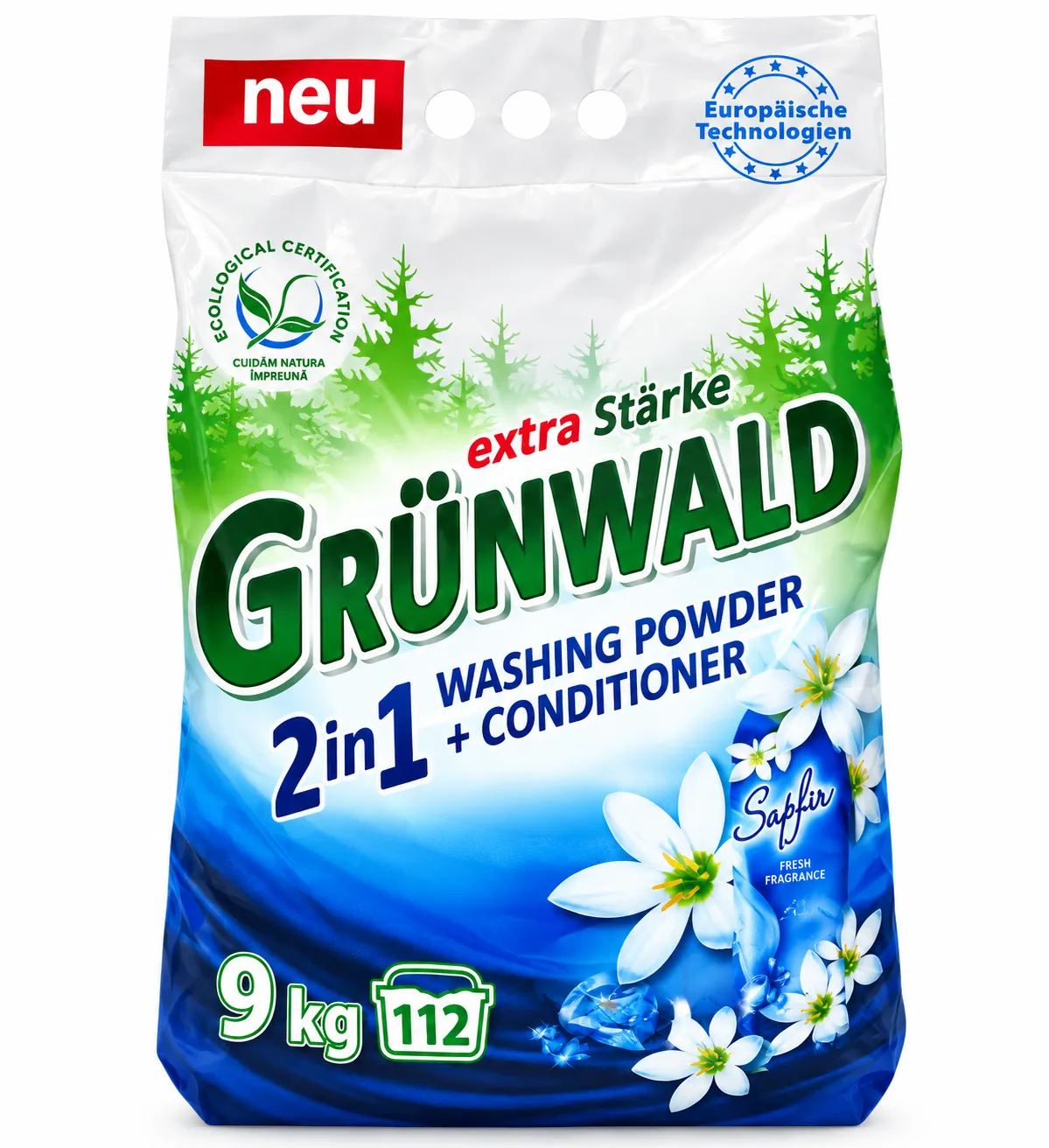 Detergent Pudra Automat - GRUNWALD DETERGENT RUFE 9KG UNIVERSAL 2IN1 112 SPALARI