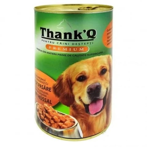 Hrana, Accesorii si Ingrijire Animale - Hrana Umeda Pentru Caini, Thank Q Premium, Conserva, Pasare, 1240g