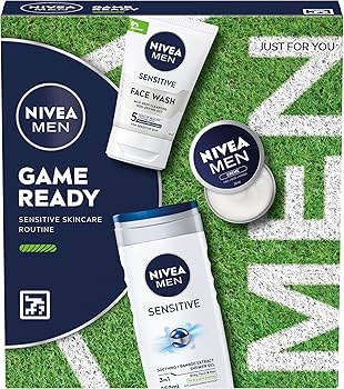 Pentru Barbati - NIVEA CASETA CADOU (GEL DE DUS 250ml+ FACEWASH 100ml + CREMA 30ml) MEN GAME READY SENSITIVE