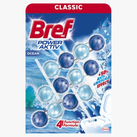 Produse de Curatenie - Odorizant Wc, Bref, Power Aktiv Ocean, 3x50g