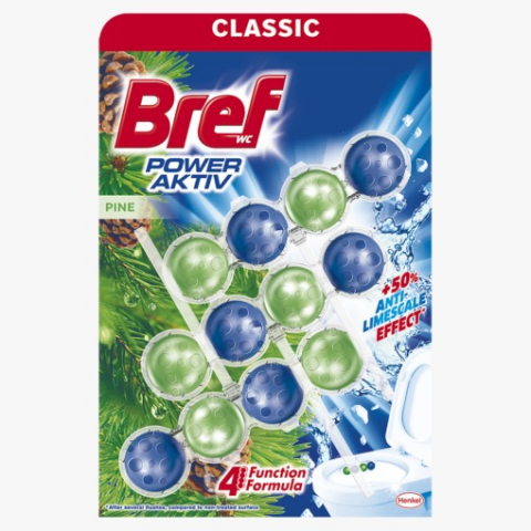 Produse de Curatenie - Odorizant WC, Bref, Power Aktiv Pine, 3x50g