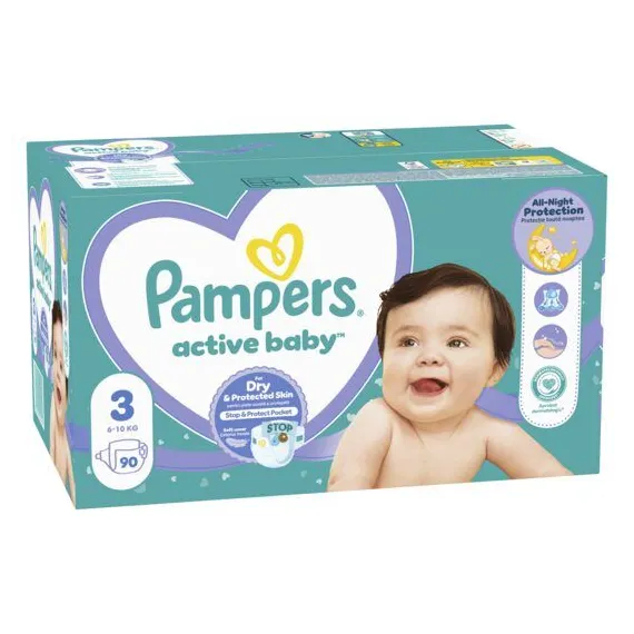 Scutece pentru Copii - PAMPERS ACTIVE BABY NEW GIANT PACK NR3 4-9/6-10KG 90BUC