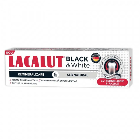 Pasta de Dinti - Pasta de Dinti, Lacalut, Black & White, 75 ml