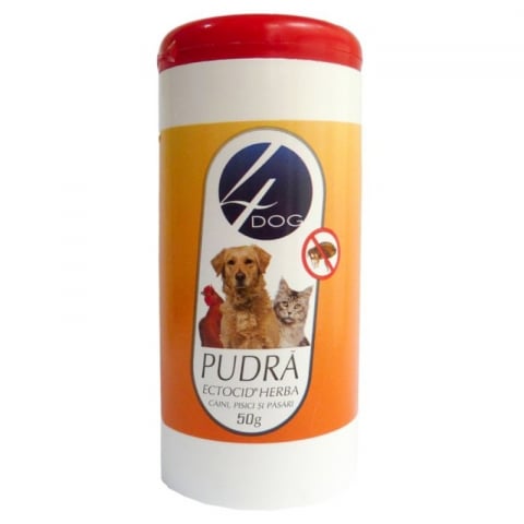 Ingrijire Animale - Pudra Antiparazitara, 4Dog, Caini, Pisici si Pasari, 50 ml