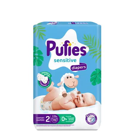 Scutece pentru Copii - PUFIES SCUTEC SENSITIVE NR.2 MINI 4-8KG 70BUC