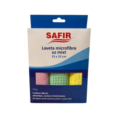 Lavete si Bureti - SAFIR LAVETE MICROFIBRA UZ MIXT 33X33CM 3BUC/SET