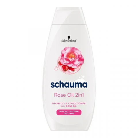 Sampon - Sampon 2 in 1, Schauma, Rose Oil, Pentru Par Greu de Pieptanat si Lipsit de Stralucire, 400 ml