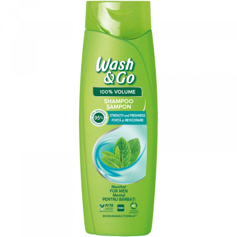 Ingrijire Personala - Sampon pentru Barbati, Wash & Go Men, Menthol, 360 ml