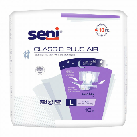 Igiena Intima - Scutece pentru Adulti, Seni, Night, Classic Plus Air, Marimea L, 10 buc