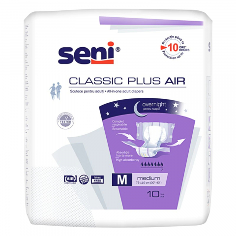 Igiena Intima - Scutece pentru Adulti, Seni, Night, Classic Plus Air, Marimea M, 10 buc