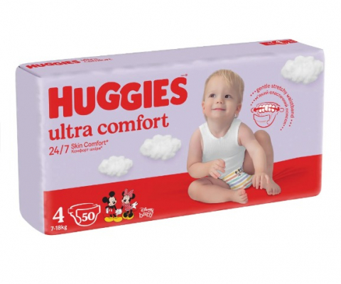 Scutece pentru Copii - Scutece Pentru Copii, Huggies Ultra Comfort, Jumbo, Nr. 4, 7-18 kg, 50 Buc