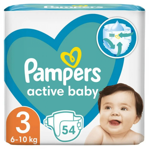 Scutece pentru Copii - Scutece pentru Copii, Pampers, Active Baby, Nr.3, 6-10 Kg, 54 buc