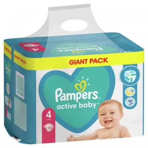Ingrijire Copii - Scutece pentru Copii, Pampers, Active Baby, Nr.4, 9-14 Kg, 76 buc