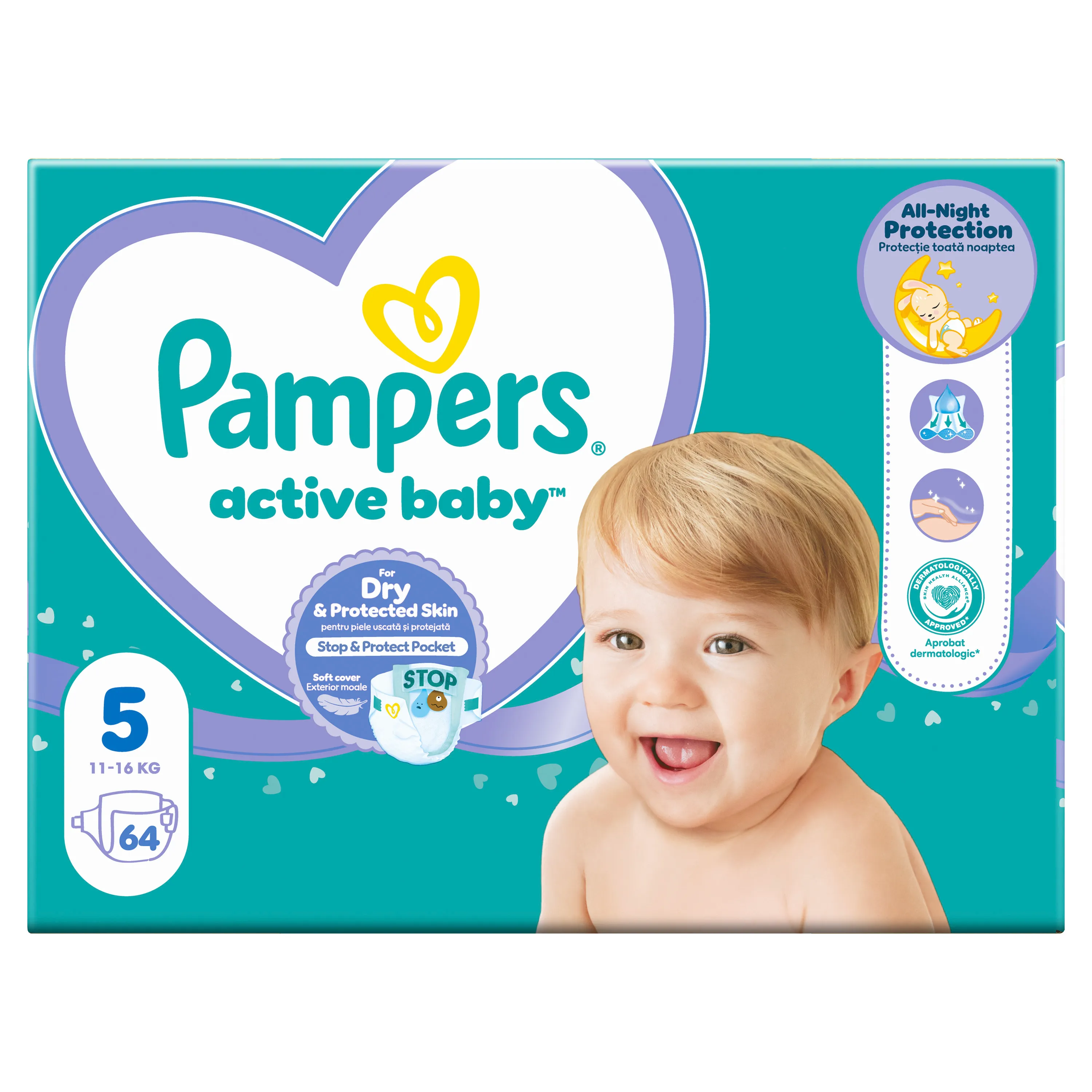 Scutece pentru Copii - Scutece pentru Copii, Pampers, Active Baby, Nr. 5, 11-16 Kg, 64 buc
