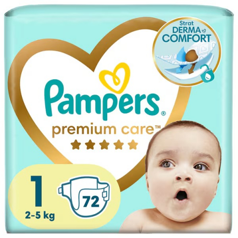 Ingrijire Copii - Scutece pentru Copii, Pampers Premium Care, New Born, Nr.1, 2-5 Kg, 72 buc