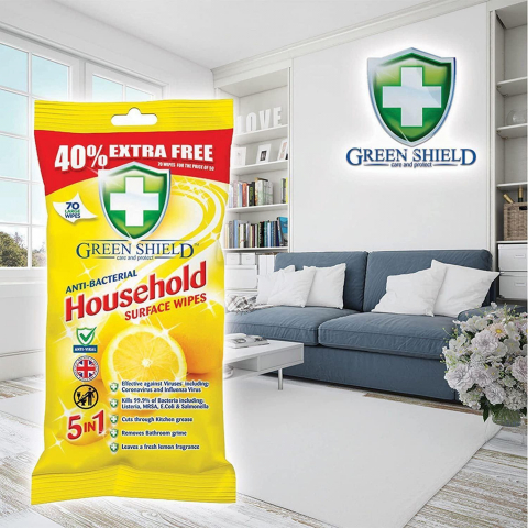 Servetele Umede Antibacteriene Pentru Curatare Suprafete, Green Shield, 70 buc [2]