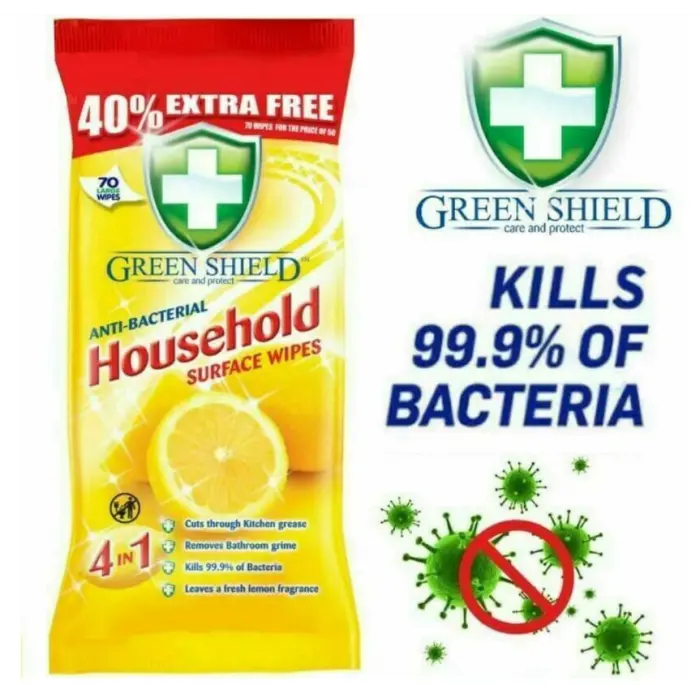 Servetele Umede Antibacteriene Pentru Curatare Suprafete, Green Shield, 70 buc [1]