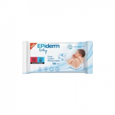 Ingrijire Copii - Servetele Umede, Epiderm New Born Baby, Pure Water, 120 buc
