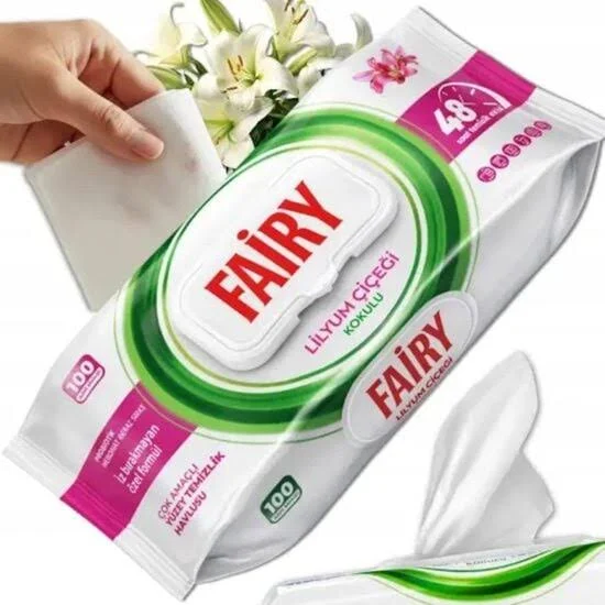 Servetele Umede Suprafete - Servetele umede Fairy Lilyum 100 buc, antibacteriene, cu bicarbonat de sodiu, pentru suprafete