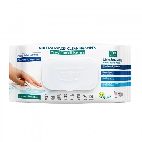 Servetele Umede Suprafete - Servetele Umede Multisuprafete, Sapun Alb, Bicarbonat de Sodiu si Otet, Deep Fresh, 100 buc