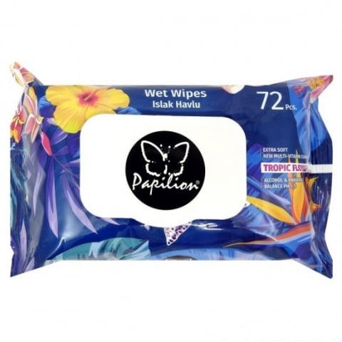 Servetele Umede - Servetele Umede cu Capac, Papilion, Tropical Flowers, 120 buc