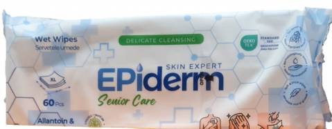 Servetele Umede pentru Adulti - Servetele Umede, XL, Pentru Adulti, Epiderm Senior Care, Alantoina si Vitamina E, 60 buc
