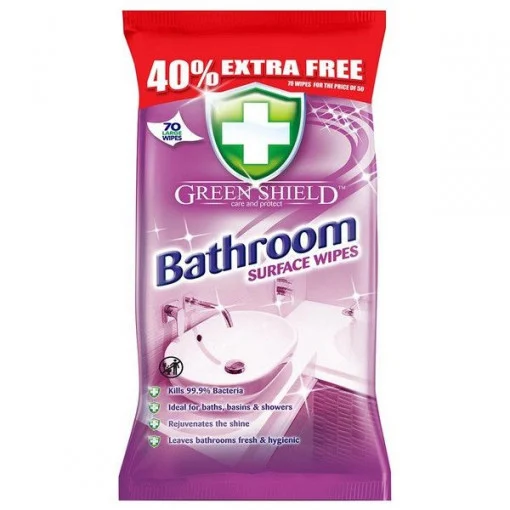 Produse de Curatenie - Servetele Umede Pentru Curatare Baie, Green Shield, 70 buc